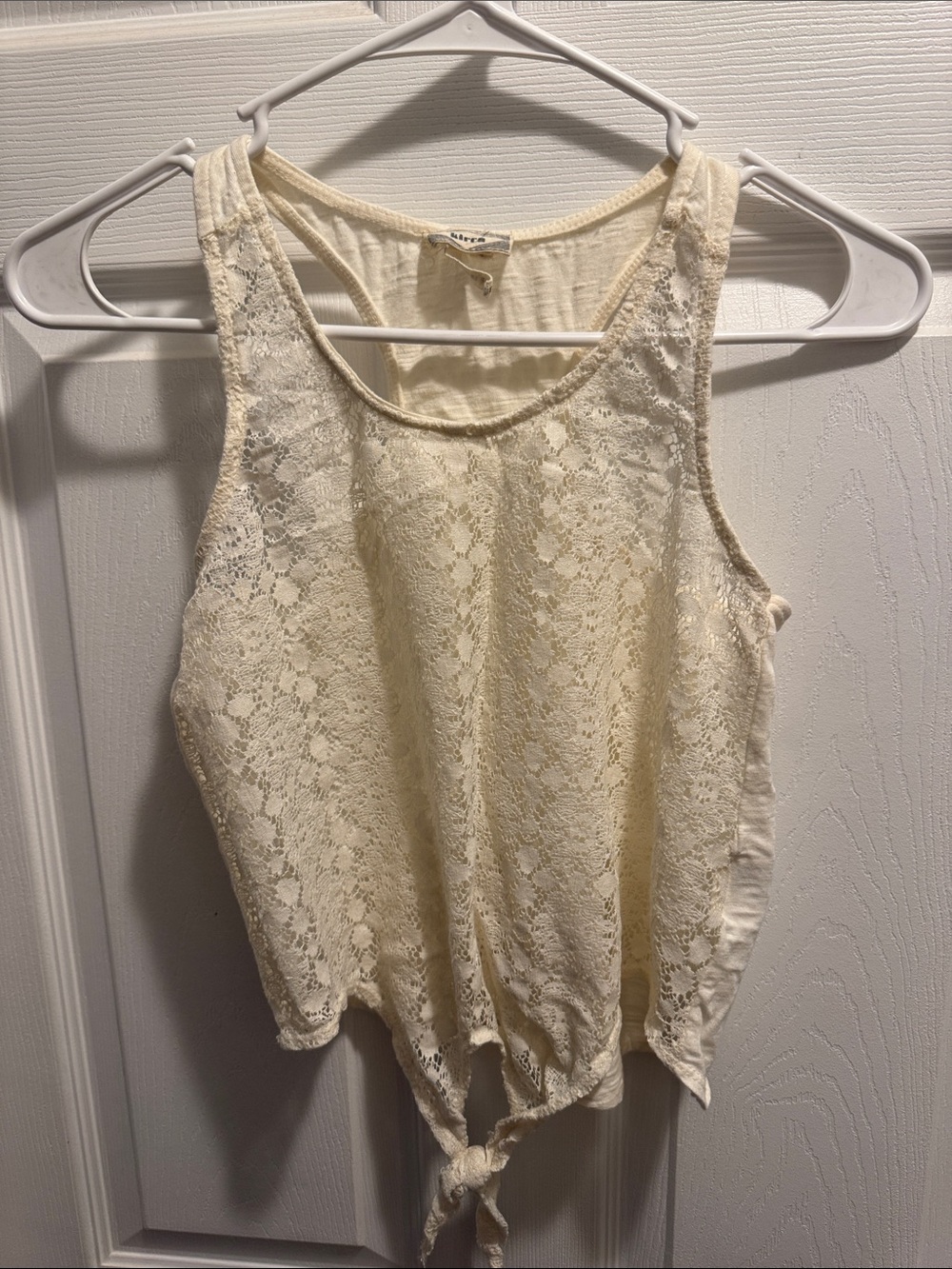 Kirra Cream Lace Tie-Front Tank Top